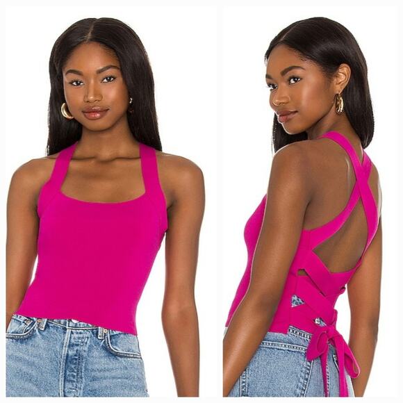 NBD Tops - NBD Tia Tie Back Top in Fuchsia Small